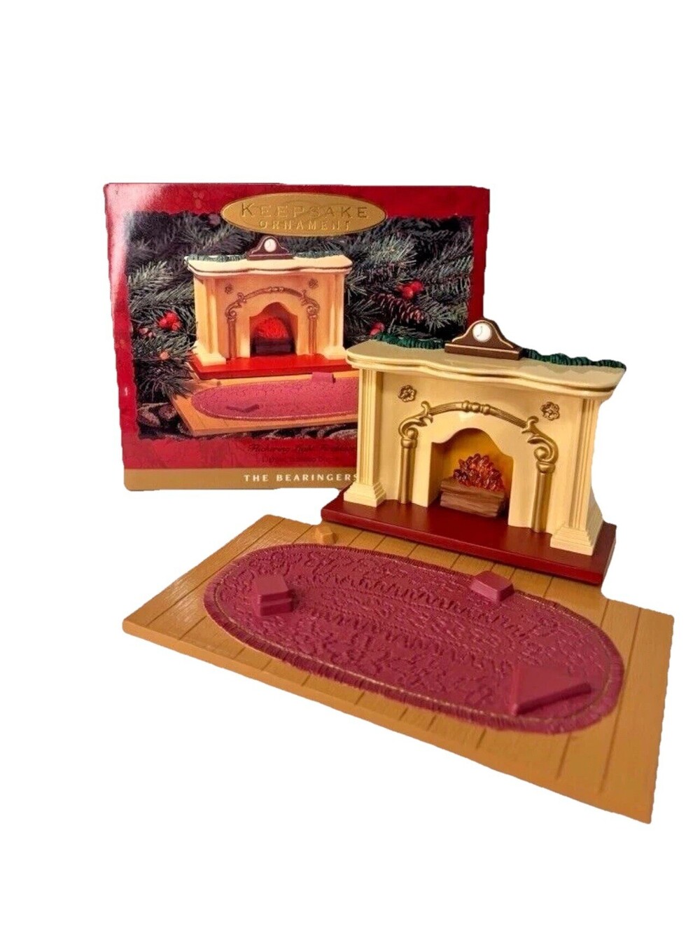 Hallmark The Bearingers Flickering Light Fireplace 1993 Christmas Ornament New